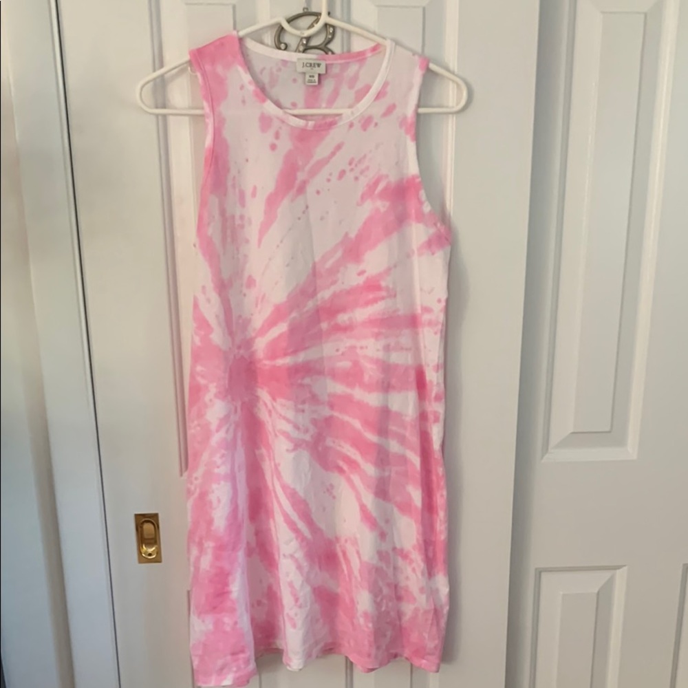 NWOT J Crew Factory Pink and White Tie-Dye Dress